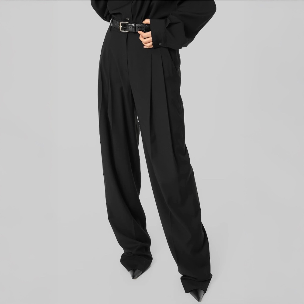 The Frankie Shop Gelso Pleated Black Trousers Pants Size M